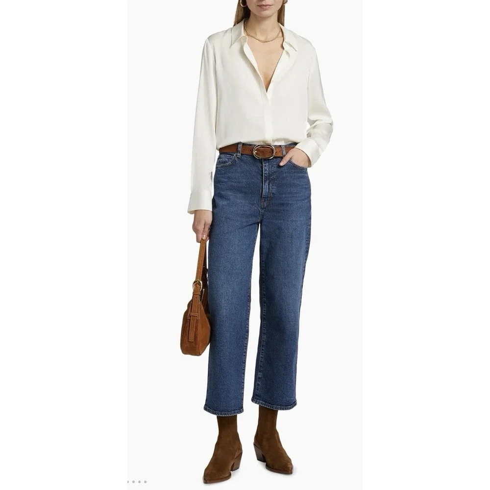 FRAME The Wide Straight Leg Jeans Blue Denim Ankle Length Sz 24 NWT $268 - Picture 13 of 16